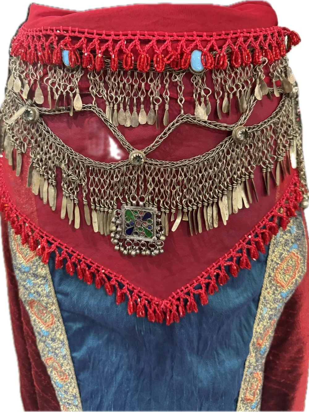 Red Egyptian Beaded Scarf